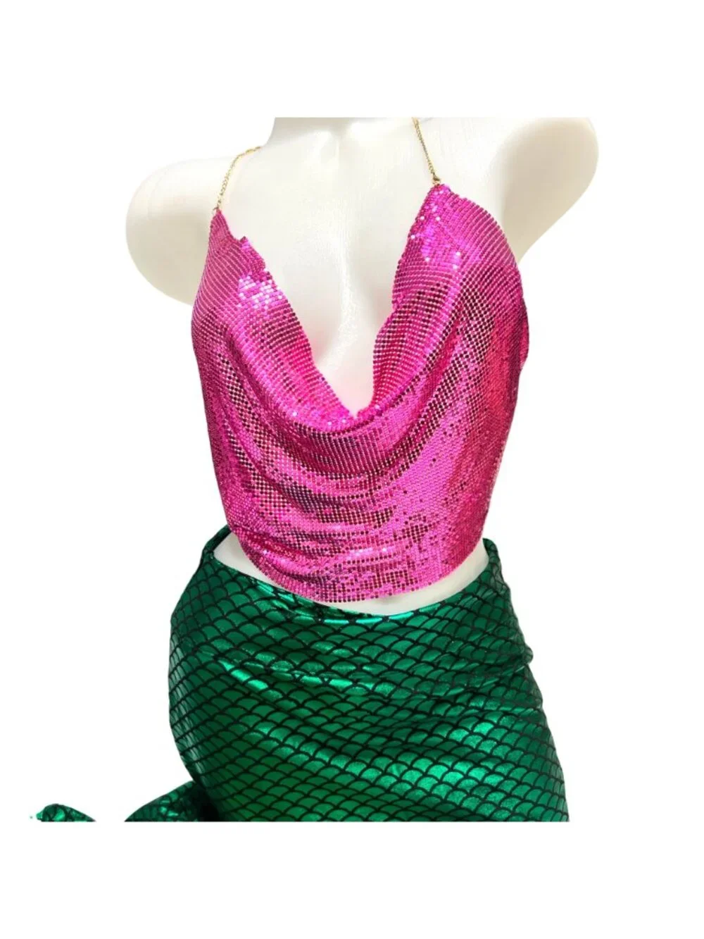 Mermaid Costume Sequin Ariel Mermaid Cosplay Costume Set Adult Size Large